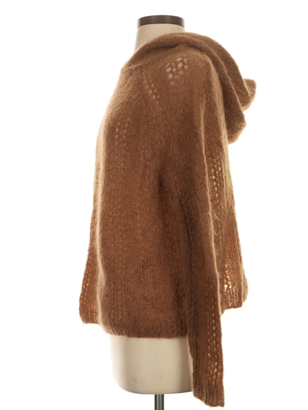 Sézane Theodore Hooded Sweater Jumper Mohair Knit Camel Tan - Picture 4 of 9